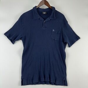 VTG Polo Ralph Lauren‎ Mens Polo Shirt Size XL Rib Knit Blue Short Sleeve Y2K